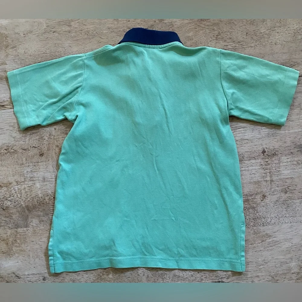 Vintage Polo Ralph Lauren Boys’ Sz 5 Green/Navy Cotton Jersey Polo Shirt‎